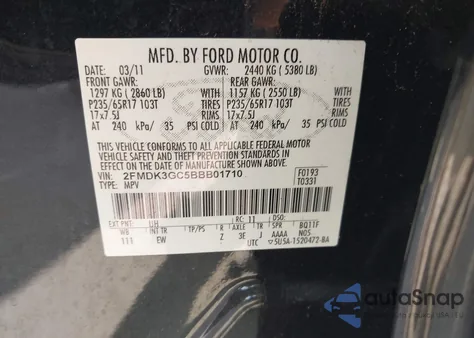 2011 Ford Edge Se from USA, damaged, VIN 2FMDK3GC5BBB01710
